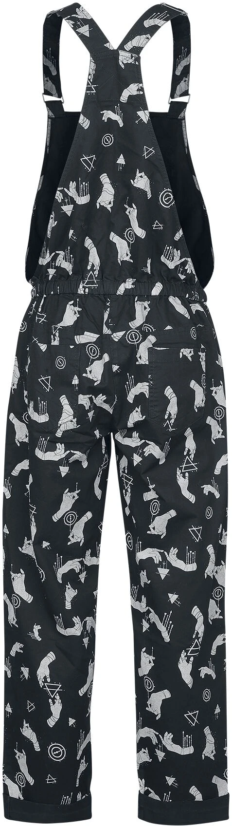 "Latzhose Mit Alloverprint" Latzhose Schwarz Von Gothicana By EMP 4 "Latzhose Mit Alloverprint" Latzhose Schwarz Von Gothicana By EMP – Bild 2