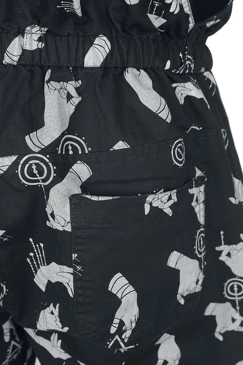 "Latzhose Mit Alloverprint" Latzhose Schwarz Von Gothicana By EMP 7 "Latzhose Mit Alloverprint" Latzhose Schwarz Von Gothicana By EMP – Bild 5