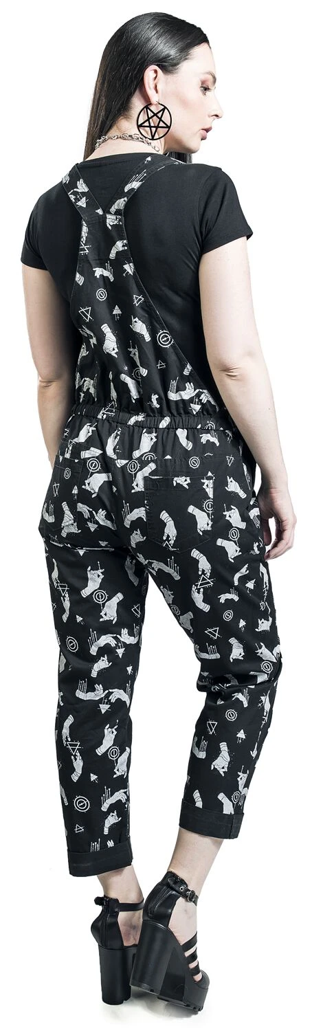 "Latzhose Mit Alloverprint" Latzhose Schwarz Von Gothicana By EMP 9 "Latzhose Mit Alloverprint" Latzhose Schwarz Von Gothicana By EMP – Bild 7