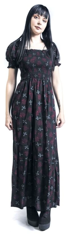 "Maxikleid Mit Alloverprint" Langes Kleid Schwarz Von Rock Rebel By EMP -Forbunrs Geschaft 534773wa