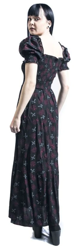 "Maxikleid Mit Alloverprint" Langes Kleid Schwarz Von Rock Rebel By EMP -Forbunrs Geschaft 534773wb
