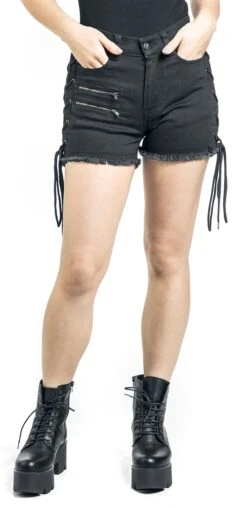"Schwarze Shorts Mit Schnürungen" Short Schwarz Von Gothicana By EMP -Forbunrs Geschaft 535035wa