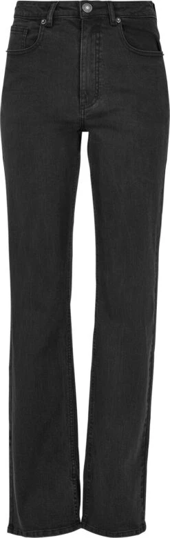 "Ladies Highwaist Straight Slit Denim Pants" Jeans Schwarz Von Urban Classics