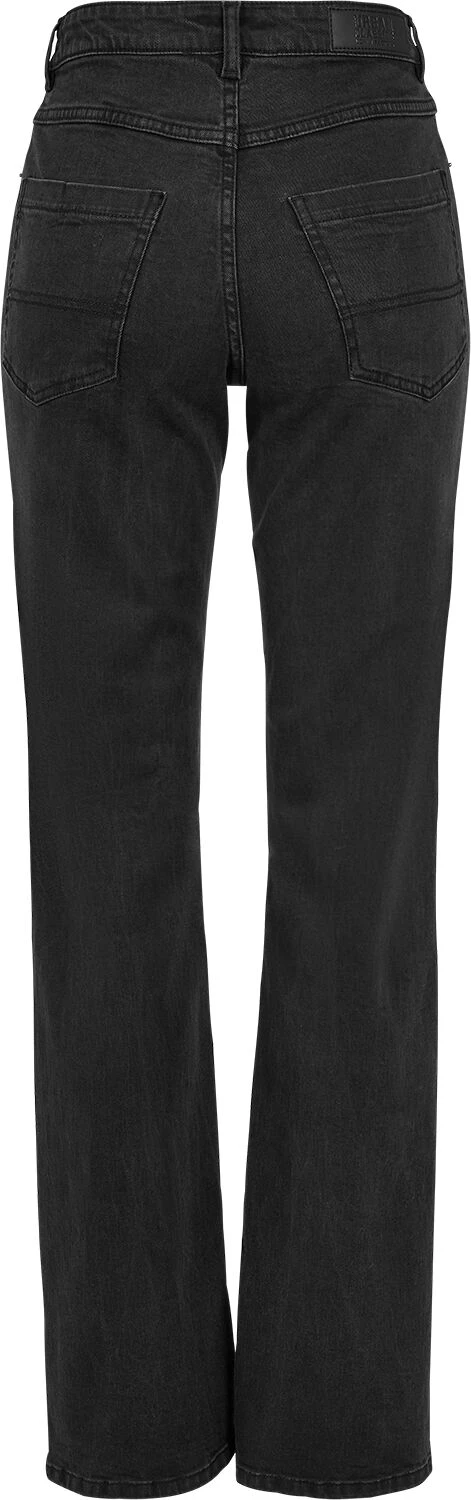 "Ladies Highwaist Straight Slit Denim Pants" Jeans Schwarz Von Urban Classics 4 "Ladies Highwaist Straight Slit Denim Pants" Jeans Schwarz Von Urban Classics – Bild 2
