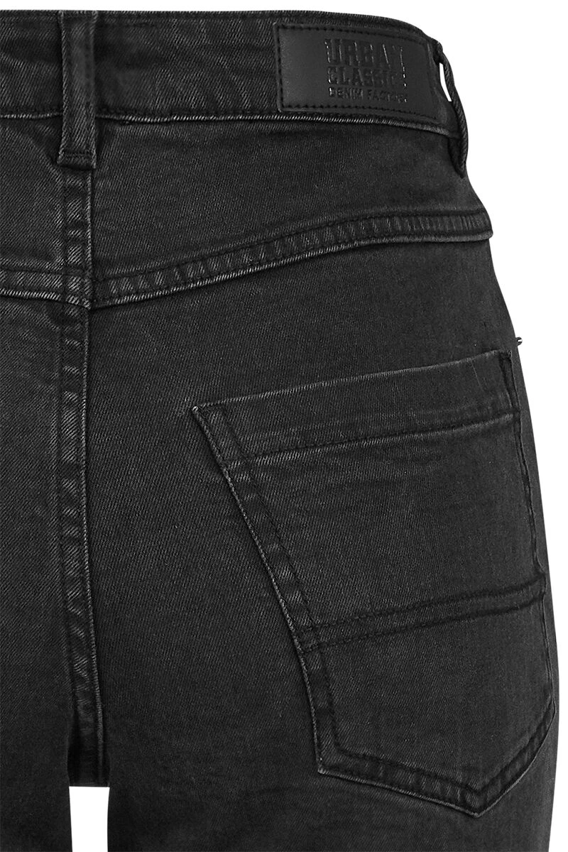 "Ladies Highwaist Straight Slit Denim Pants" Jeans Schwarz Von Urban Classics 5 "Ladies Highwaist Straight Slit Denim Pants" Jeans Schwarz Von Urban Classics – Bild 3