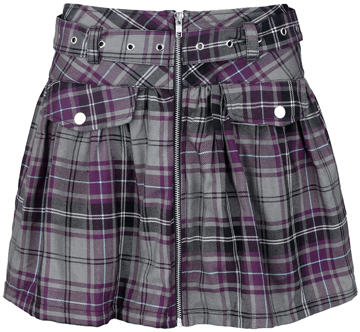 "Beltaine Skirt" Kurzer Rock Grau/lila Von Chemical Black 3 "Beltaine Skirt" Kurzer Rock Grau/lila Von Chemical Black