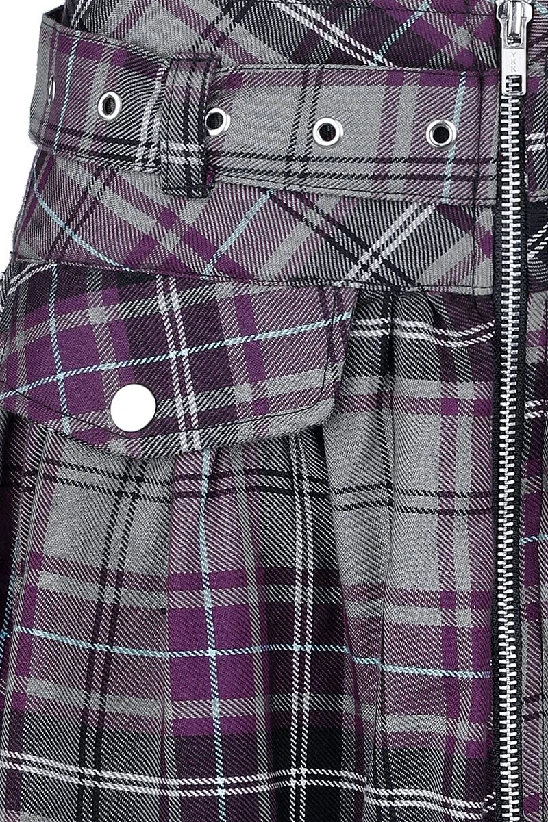 "Beltaine Skirt" Kurzer Rock Grau/lila Von Chemical Black 5 "Beltaine Skirt" Kurzer Rock Grau/lila Von Chemical Black – Bild 3