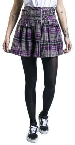 "Beltaine Skirt" Kurzer Rock Grau/lila Von Chemical Black 10 "Beltaine Skirt" Kurzer Rock Grau/lila Von Chemical Black -Forbunrs Geschaft 537731wa