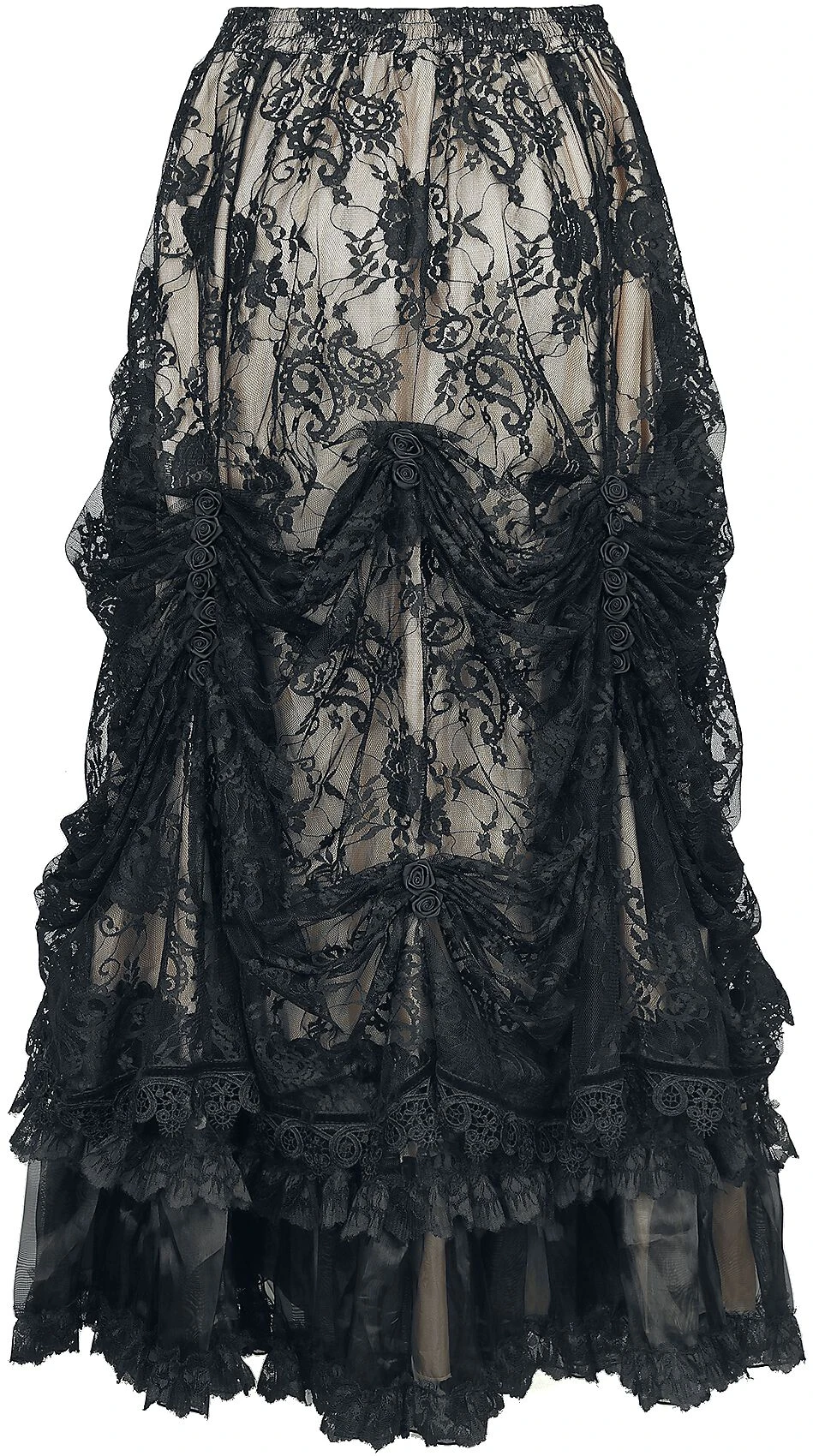 "Gothic Skirt" Langer Rock Schwarz/beige Von Sinister Gothic 4 "Gothic Skirt" Langer Rock Schwarz/beige Von Sinister Gothic – Bild 2