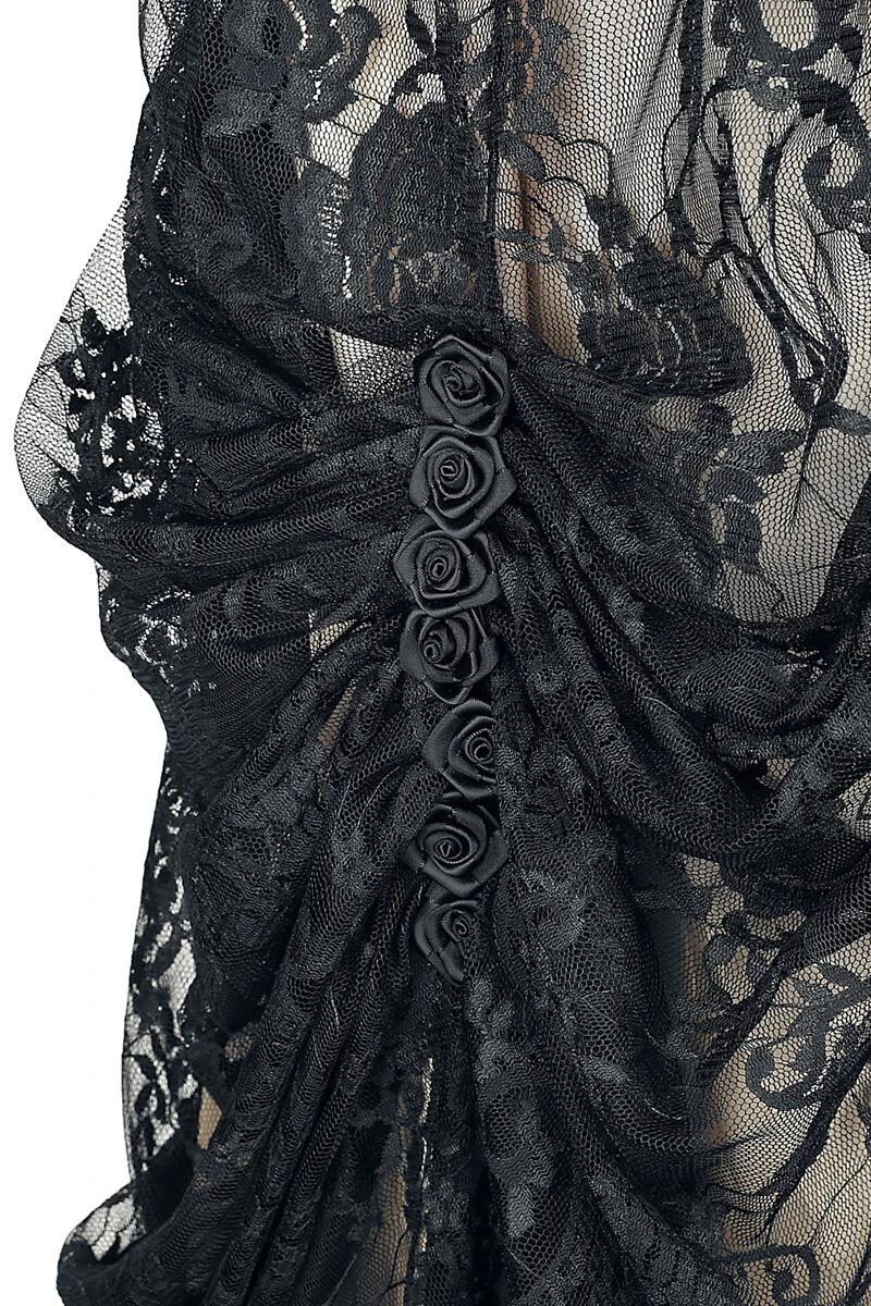 "Gothic Skirt" Langer Rock Schwarz/beige Von Sinister Gothic 5 "Gothic Skirt" Langer Rock Schwarz/beige Von Sinister Gothic – Bild 3