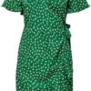 "ONLOLIVIA S/S WRAP DRESS WVN NOOS" Mittellanges Kleid Grün Von Only