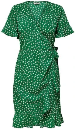 "ONLOLIVIA S/S WRAP DRESS WVN NOOS" Mittellanges Kleid Grün Von Only