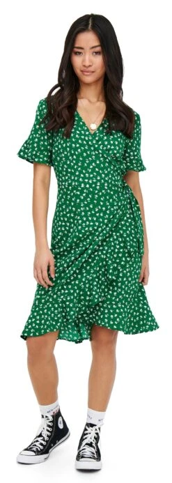 "ONLOLIVIA S/S WRAP DRESS WVN NOOS" Mittellanges Kleid Grün Von Only -Forbunrs Geschaft 538621wa