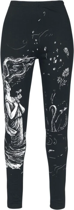 "Drawning Print Leggins" Leggings Schwarz/weiß Von Jawbreaker