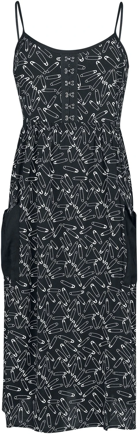 "Safety Pin Dress" Langes Kleid Schwarz/weiß Von Hell Bunny 3 "Safety Pin Dress" Langes Kleid Schwarz/weiß Von Hell Bunny