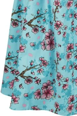 "Louella Skirt" Mittellanger Rock Blau/pink Von Hell Bunny -Forbunrs Geschaft 539320d