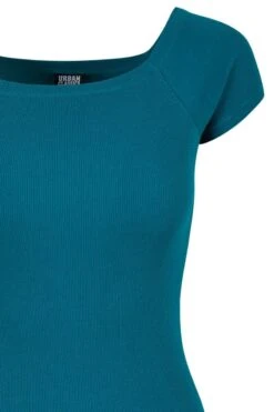 "Ladies Off Shoulder Rib Dress" Kurzes Kleid Grün Von Urban Classics -Forbunrs Geschaft 539985d