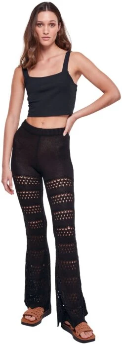 "Ladies Flared Crochet Knit Leggings" Leggings Schwarz Von Urban Classics -Forbunrs Geschaft 540414wa