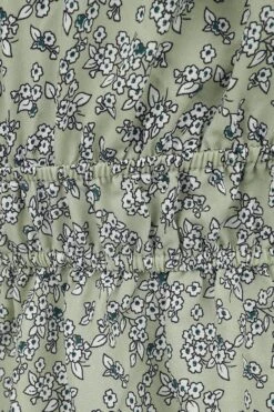 "Floral Print Square Neck Double Shirred Midi Dress" Mittellanges Kleid Multicolor Von QED London -Forbunrs Geschaft 541606d