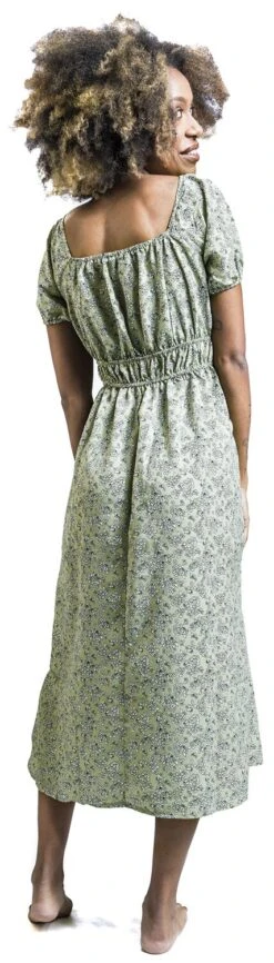 "Floral Print Square Neck Double Shirred Midi Dress" Mittellanges Kleid Multicolor Von QED London -Forbunrs Geschaft 541606wb