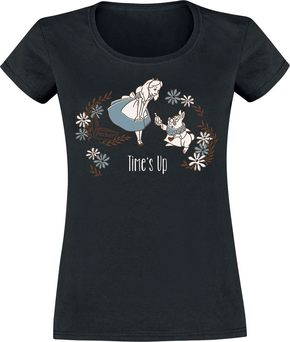 "Time´s Up" T-Shirt Schwarz Von Alice Im Wunderland 3 "Time´s Up" T-Shirt Schwarz Von Alice Im Wunderland