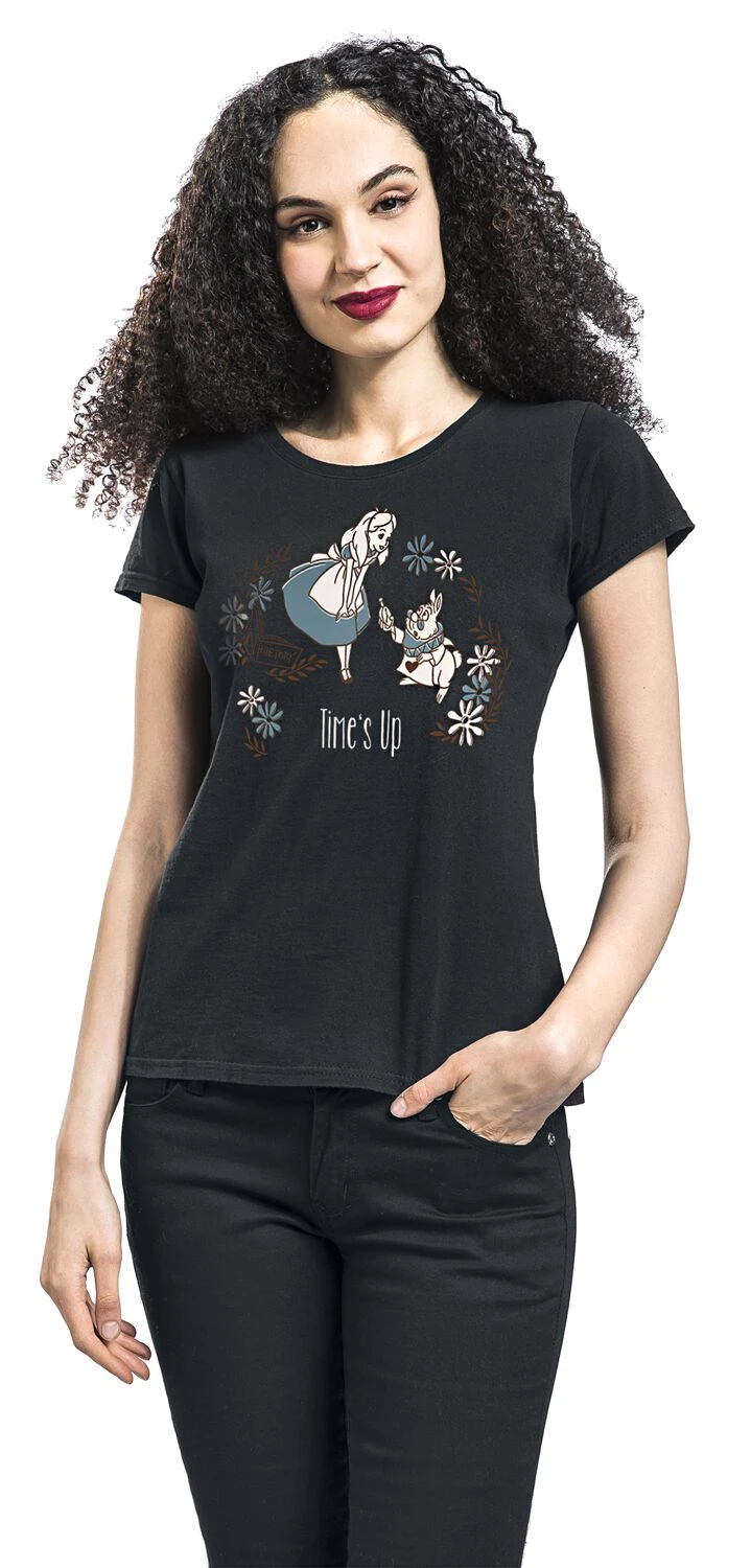 "Time´s Up" T-Shirt Schwarz Von Alice Im Wunderland 5 "Time´s Up" T-Shirt Schwarz Von Alice Im Wunderland – Bild 3