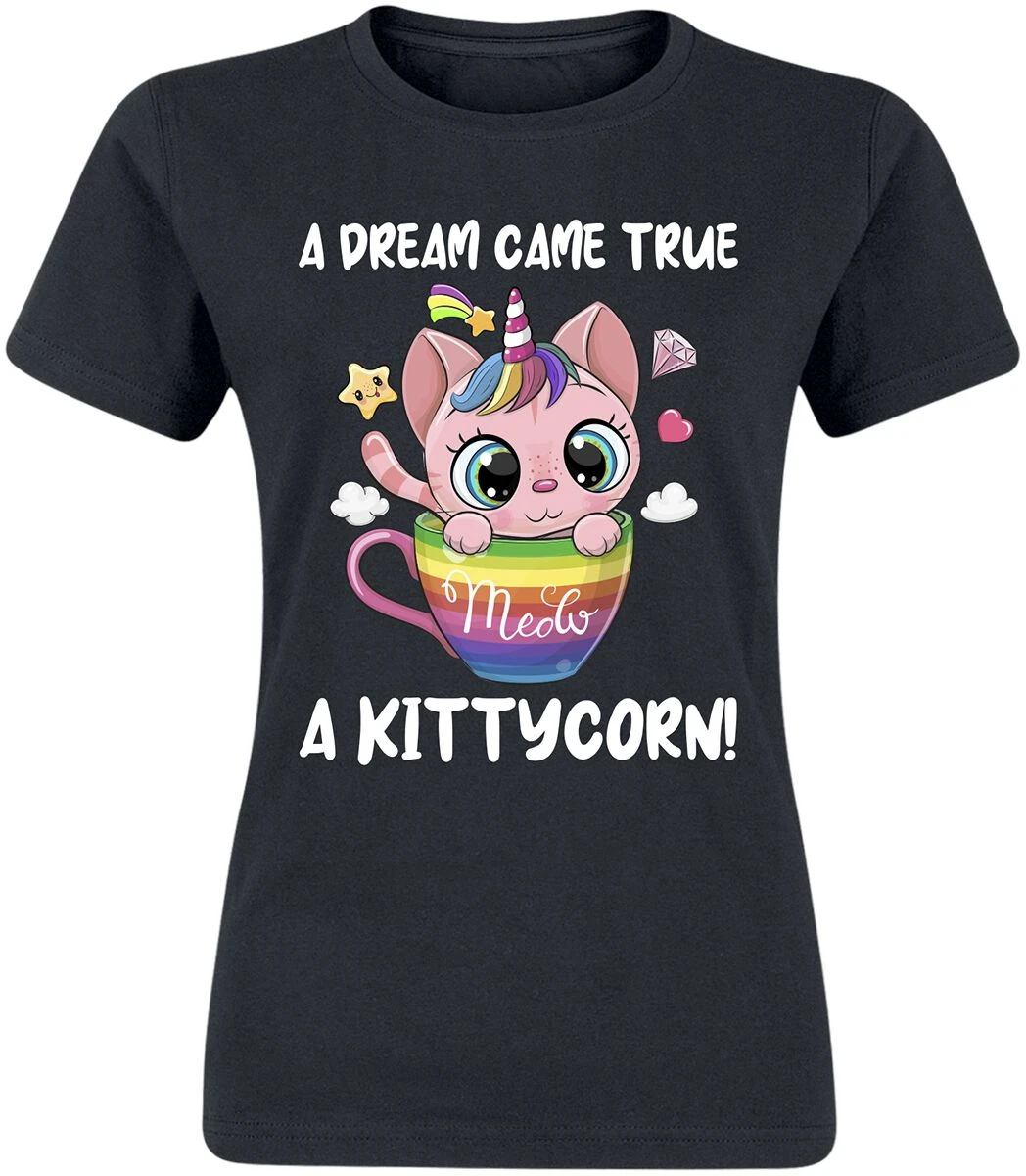 "A Kittycorn" T-Shirt Schwarz Von Tierisch 3 "A Kittycorn" T-Shirt Schwarz Von Tierisch