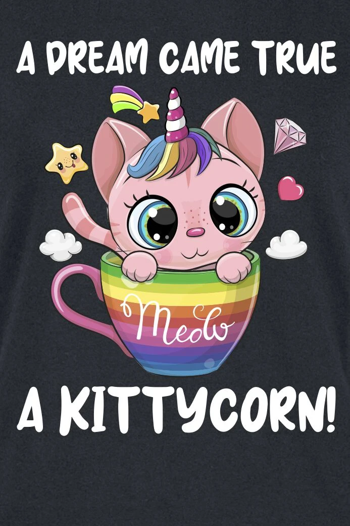 "A Kittycorn" T-Shirt Schwarz Von Tierisch 4 "A Kittycorn" T-Shirt Schwarz Von Tierisch – Bild 2