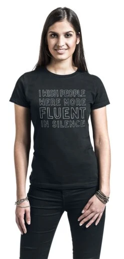 "Fluent In Silence" T-Shirt Schwarz Von Sprüche -Forbunrs Geschaft 550304wa